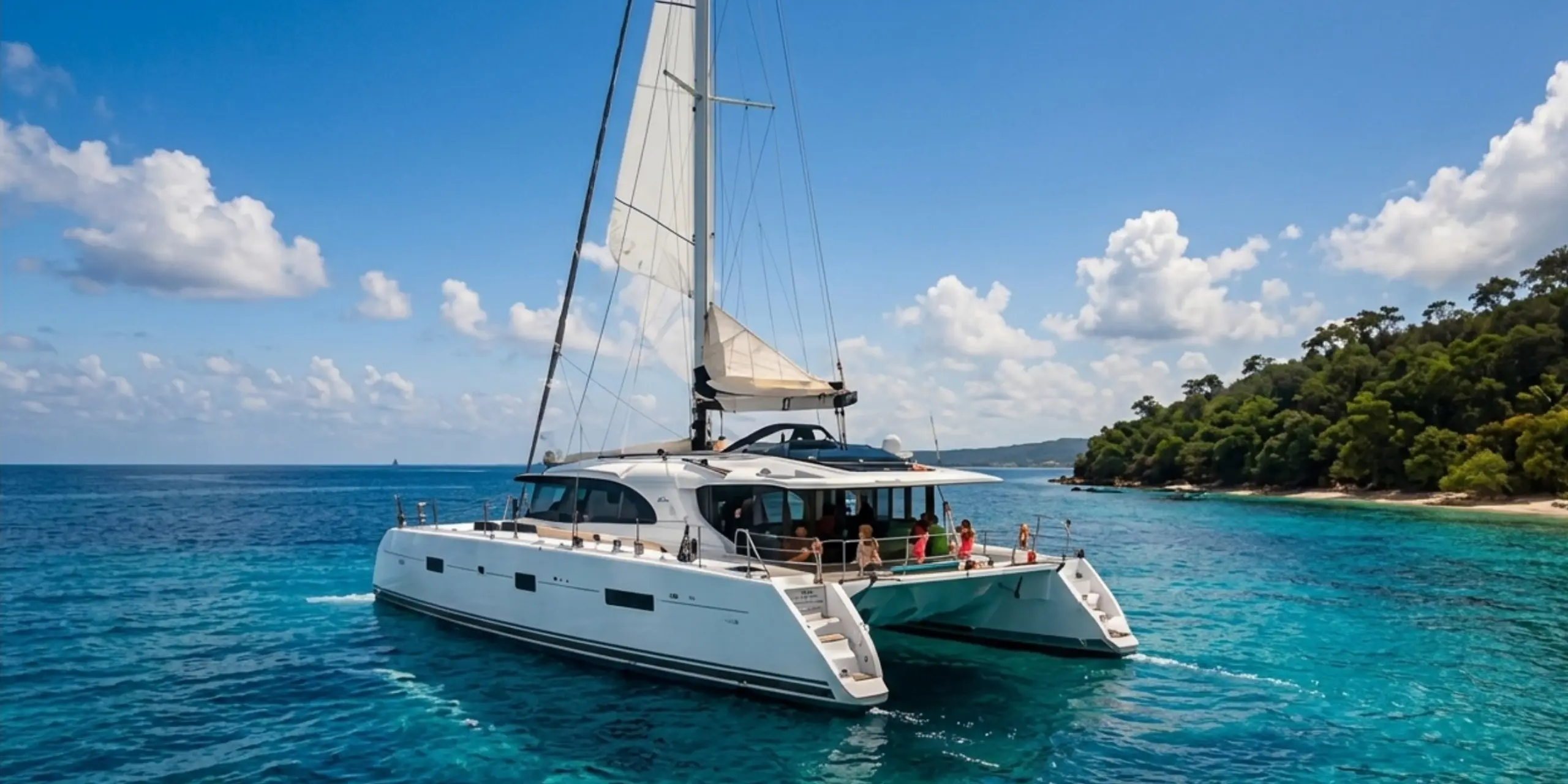 Catamaran sailing on open water