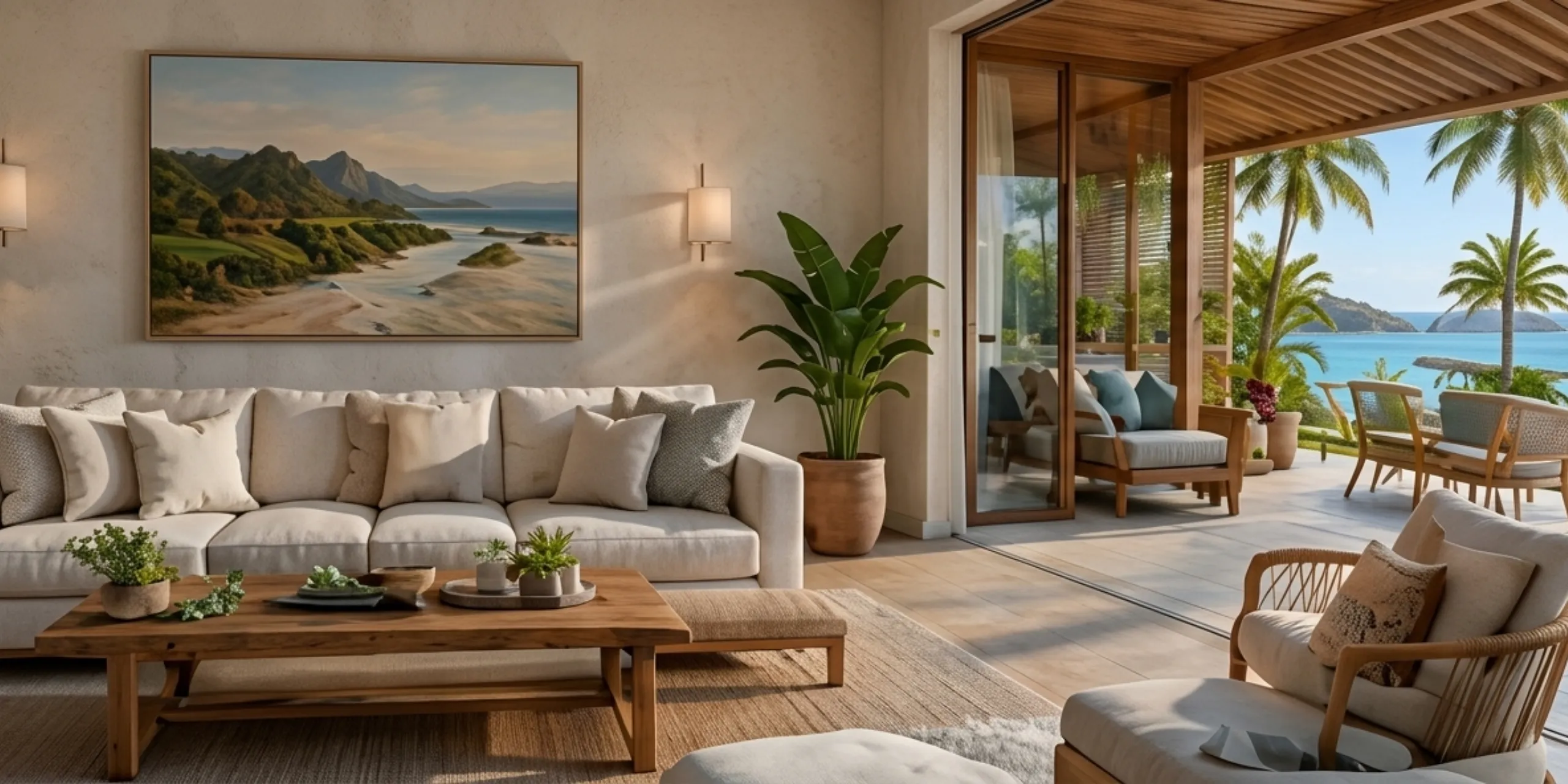 Coastal-styled living room interior