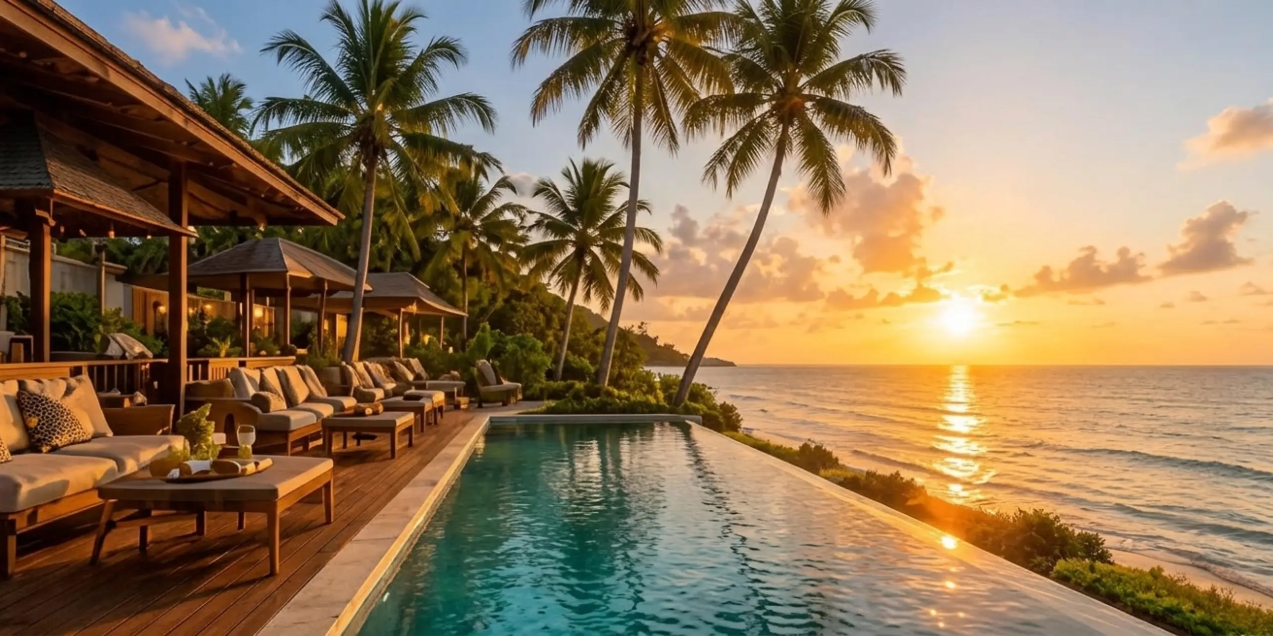 Sunset lounge deck overlooking the ocean