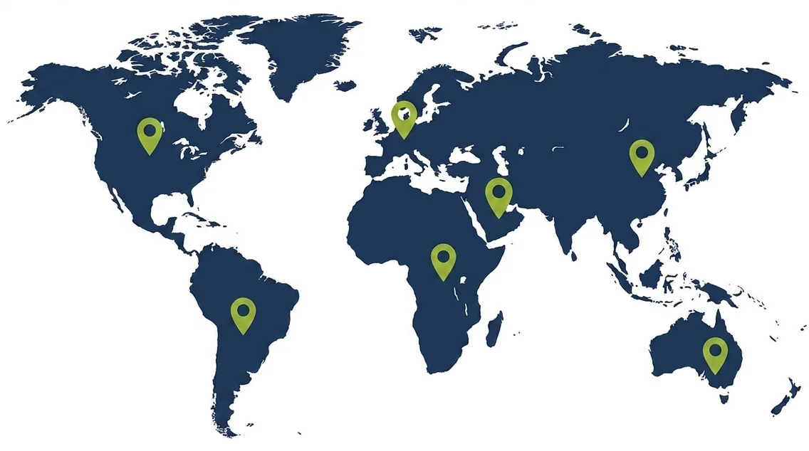 World map highlighting byCOASTAL's global partner regions